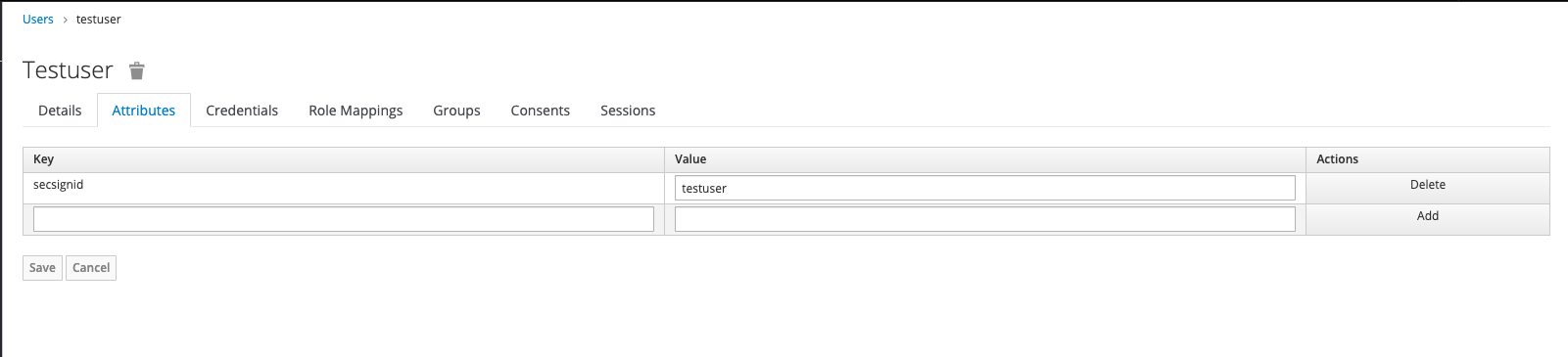 Attributes of the user